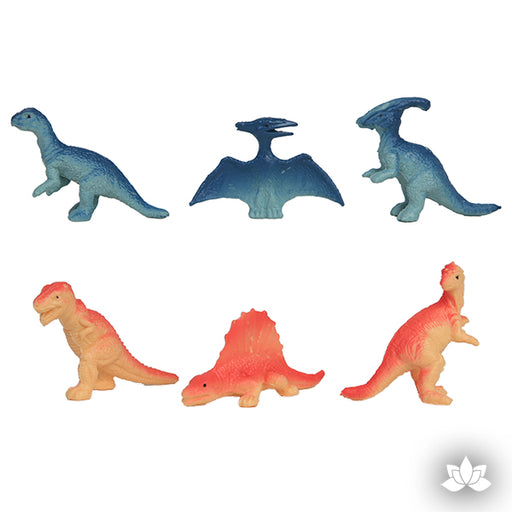 6 piece dinosaur cake toppers. They'll look ferocious on cakes and cupcakes.