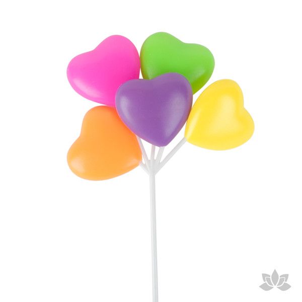 Colorful Heart Balloons Cupcake Toppers