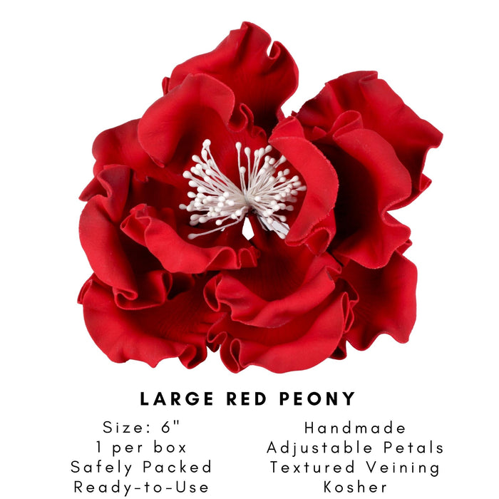 6" Extra Large Peonies - Red