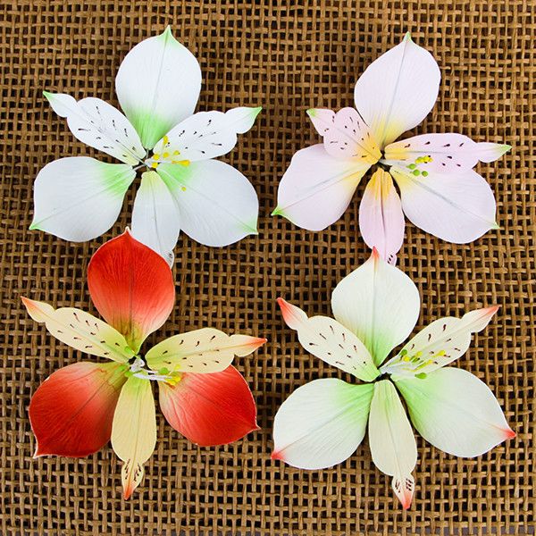 Alstroemeria Lily Sprays are gumpaste sugarflower cake decorations perfect as cake toppers for cake decorating fondant cakes and wedding cakes. Caljava wholesale cake supply.