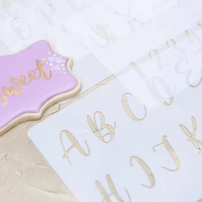 Acrylic Calligraphy Stencils Letters and Numbers for cake decorating your cakes, cupcakes and cookies. Lacupella