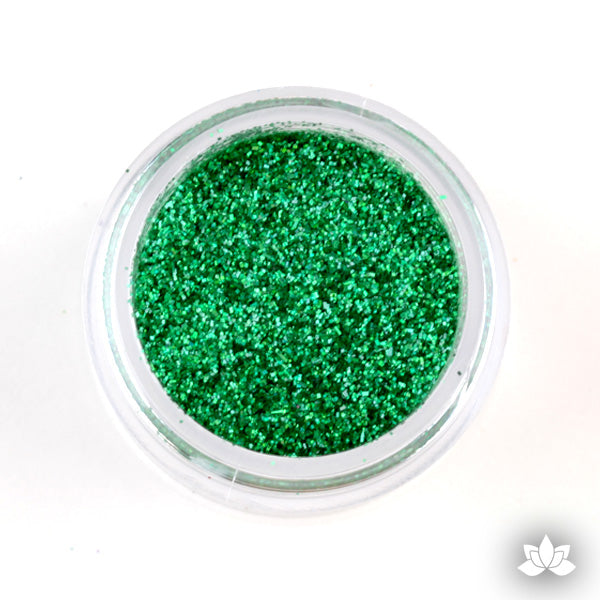 Emerald Green Disco Dust Pixie Dust. Disco Dust is a Non-toxic fine glitter for cake decorating that will add a touch of color to your fondant cakes & cupcakes.  Caljava Wholesale cake supply. FondX