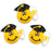 Graduation Smiley Royal Icing Decorations - Black