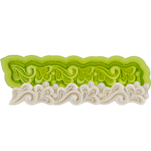 Fondant Lace Border Mold great for creating your own fondant cake border with elegant lace texture. Cake decorating tool perfect for making wedding cakes and birthday cakes. Marvelous Molds.