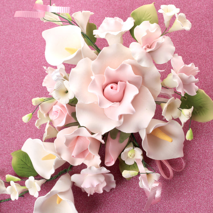 Large Tea Rose & Calla Lily Combo Sprays - Pink