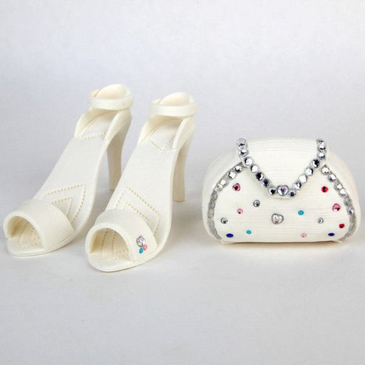 White with Colored Jewels Purse and Sandel Set