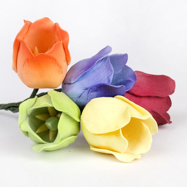 Mixed Tulip Gumpaste Sugar flower cake toppers perfect for cake decorating wedding cakes & fondant cakes. Easter cake decor.  Wholesale sugar flower.