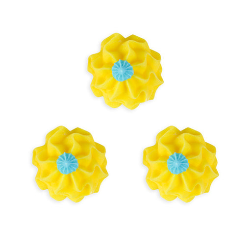 Funky Flower Royal Icing Decorations (Bulk) - Yellow