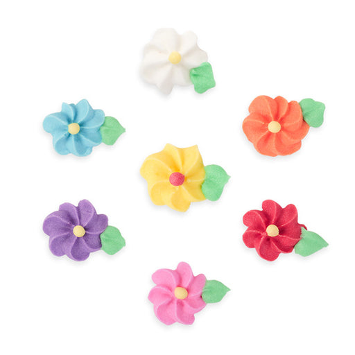 Small Drop Flower w/ Leaves Royal Icing Decorations (Bulk) - Assortment