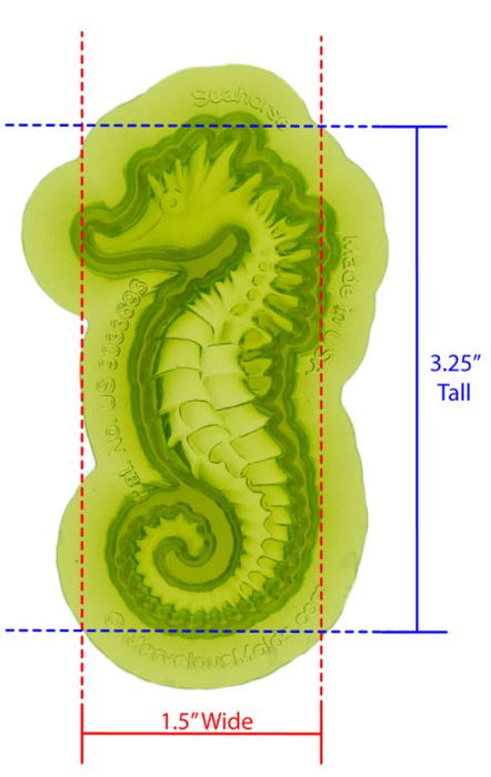 Fondant Seahorse Mold great for creating your own edible fondant seahorse cake toppers. Cake decorating tool perfect for making under the sea cakes and birthday cakes. Marvelous Molds.