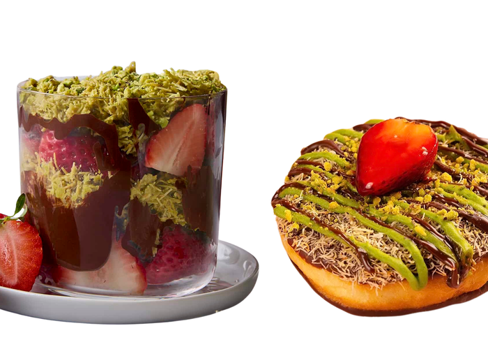 Middle Eastern dubai chocolate pistachio chocolate dessert with layered kataifi crunch for bakeries and chocolate brands