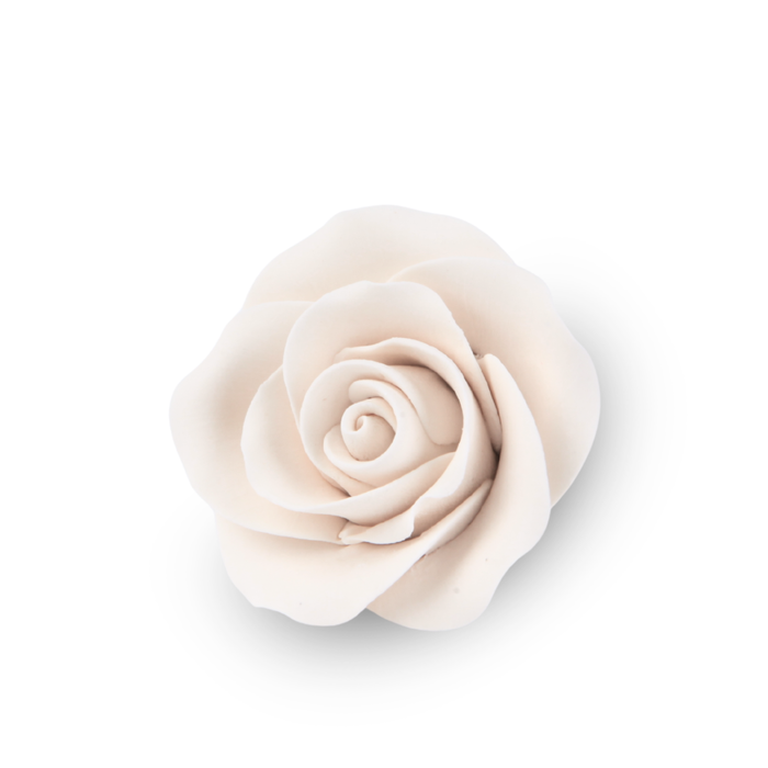 Edible 1.5 inch white rose sugar flower for elegant cake decorations