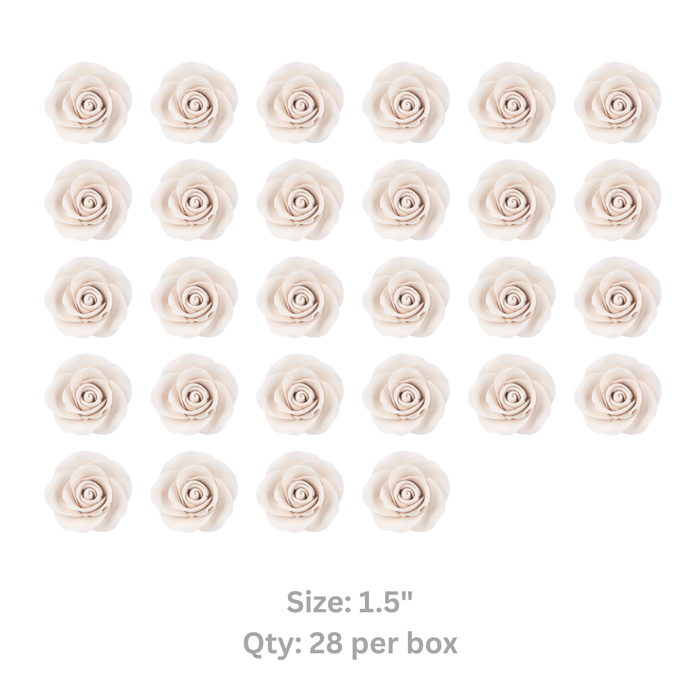 1.5 inch white edible rose gum paste sugar flower for cake decorating wedding cakes by Caljava 28 per box