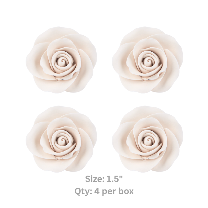 1.5 inch white edible rose gum paste sugar flower for cake decorating wedding cakes by Caljava 4 per box