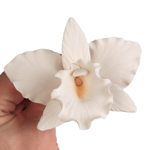 Gum Paste Sugar Flower White Orchid for Cake Decorating - Ready-to-Use Wedding & Birthday Cake Topper by Caljava