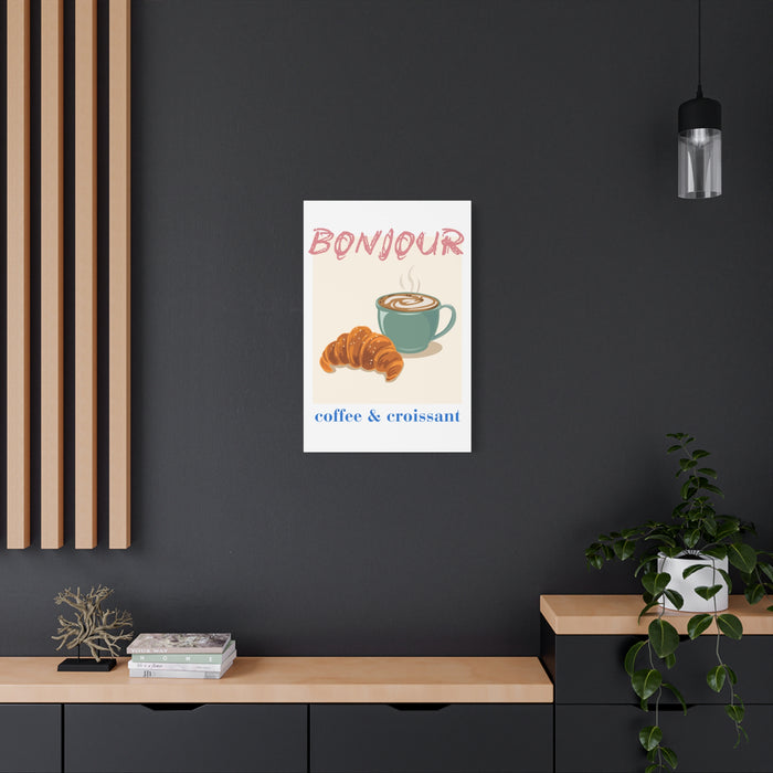 Bonjour Coffee & Croissant Wall Art – Canvas Print