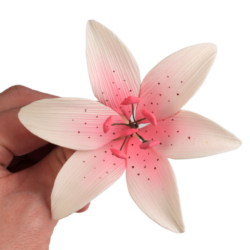 Gum Paste Sugar Flower Pink Stargazer Lily for Cake Decorating - Ready-to-Use Wedding & Birthday Cake Topper by Caljava