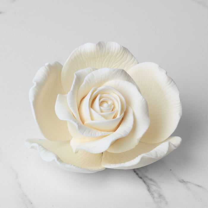 White Rose Sugar Flower Cake Topper for cake decorating your own cakes and wedding cakes.  Handmade cake decor for bakeries. Caljava
