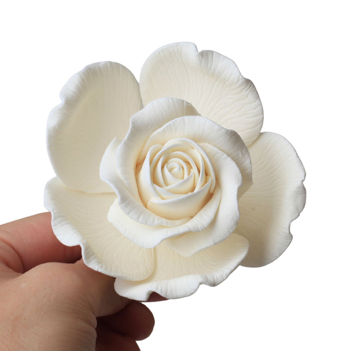 White Rose Sugar Flower Cake Topper for cake decorating your own cakes and wedding cakes.  Handmade cake decor for bakeries. Caljava