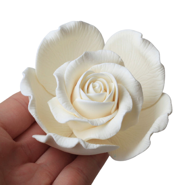White Rose Sugar Flower Cake Topper for cake decorating your own cakes and wedding cakes.  Handmade cake decor for bakeries. Caljava