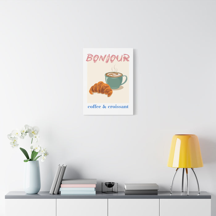 Bonjour Coffee & Croissant Wall Art – Canvas Print