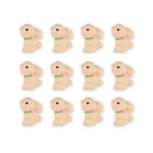Small bunny edible royal icing decorations for spring chocolates, bakery treats and Easter candy creations