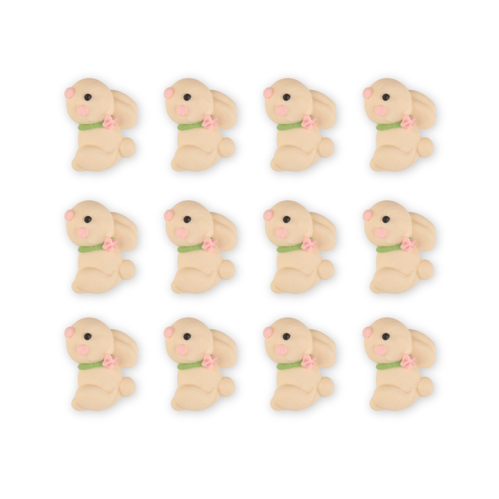 Small bunny edible royal icing decorations for spring chocolates, bakery treats and Easter candy creations