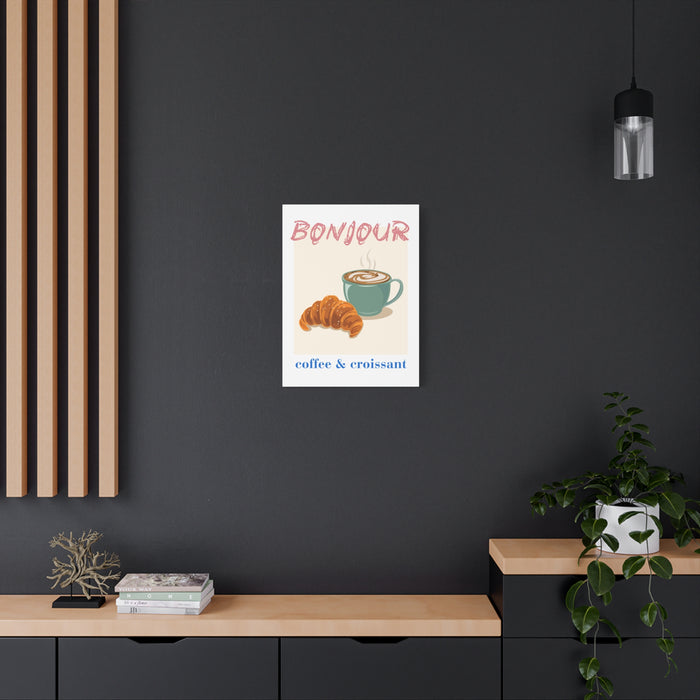 Bonjour Coffee & Croissant Wall Art – Canvas Print