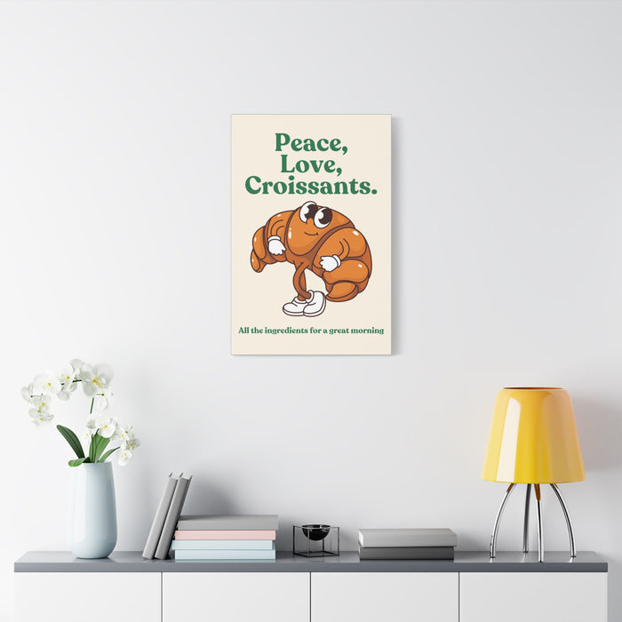 Peace, Love, Croissants Quote Wall Art – Canvas Print