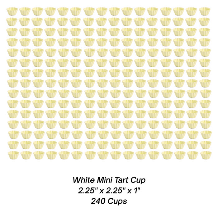 240-piece bulk foodservice case of mini white chocolate tart shells for commercial bakeries