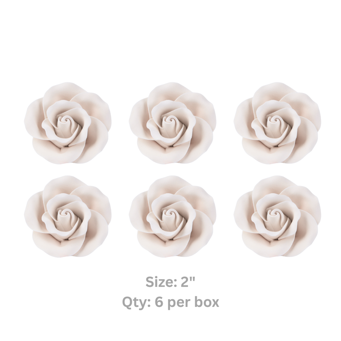 2" White Rose Edible Realistic Cake Flower Cake Decoration for Wedding Cakes 6 roses per box