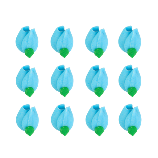Small Rosebud Royal Icing Decorations (Bulk) - Blue