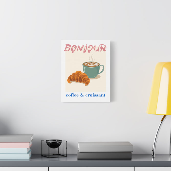 Bonjour Coffee & Croissant Wall Art – Canvas Print