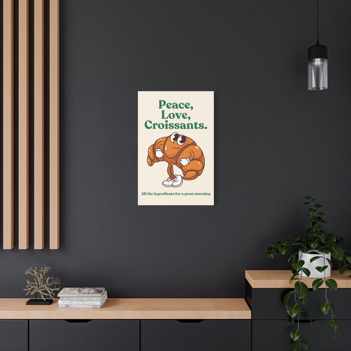 Peace, Love, Croissants Quote Wall Art – Canvas Print