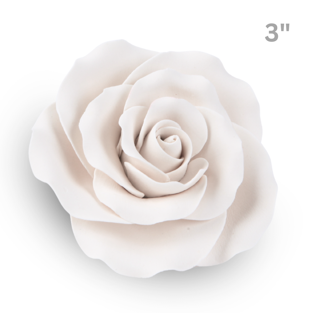 3" Handcrafted small white rose sugar flower for detailed cake design