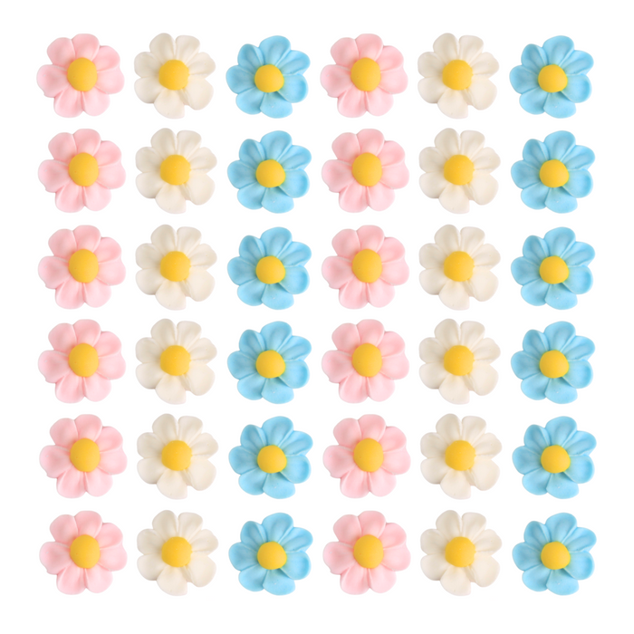 Blossom Flower Royal Icing Toppers great for decorating chocolates, cupcakes, cookies, cakes, candy, donuts. Caljava