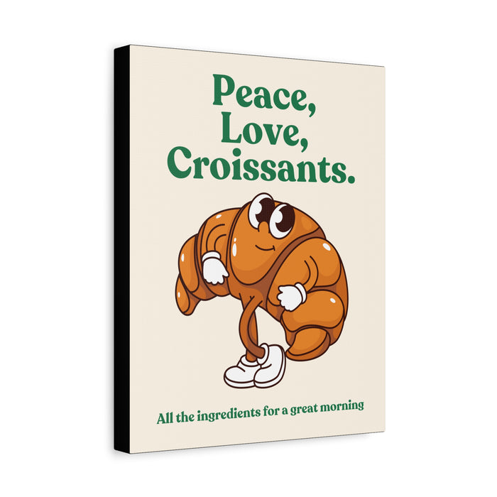 Peace, Love, Croissants Quote Wall Art – Canvas Print