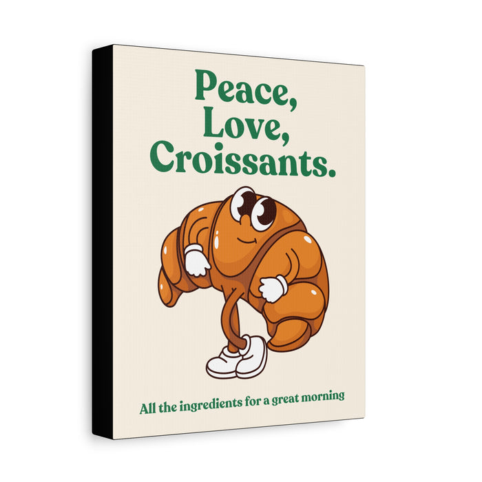 Peace, Love, Croissants Quote Wall Art – Canvas Print