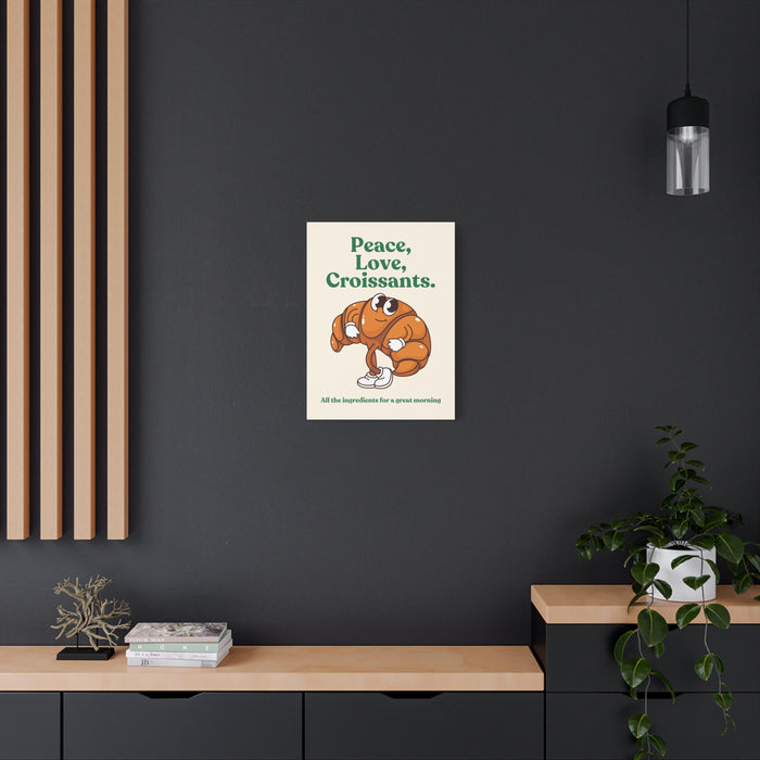 Peace, Love, Croissants Quote Wall Art – Canvas Print