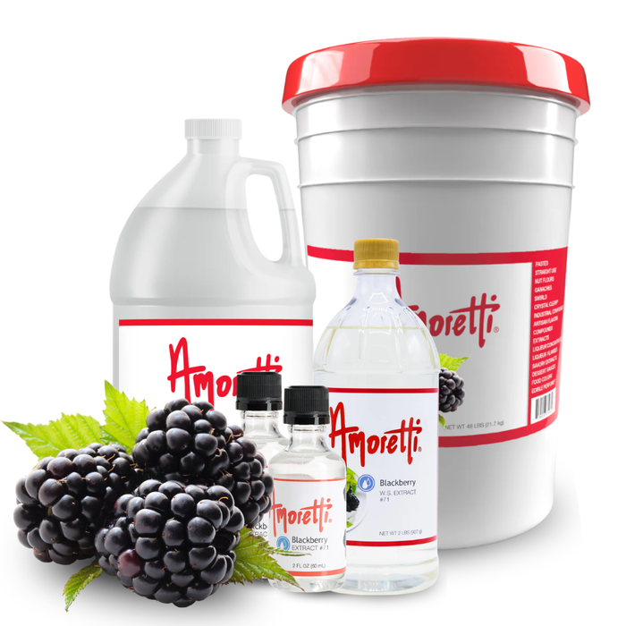 Amoretti Blackberry Extract Water Soluble for baking, beverages, desserts, chocolates, frostings, and professional food production.