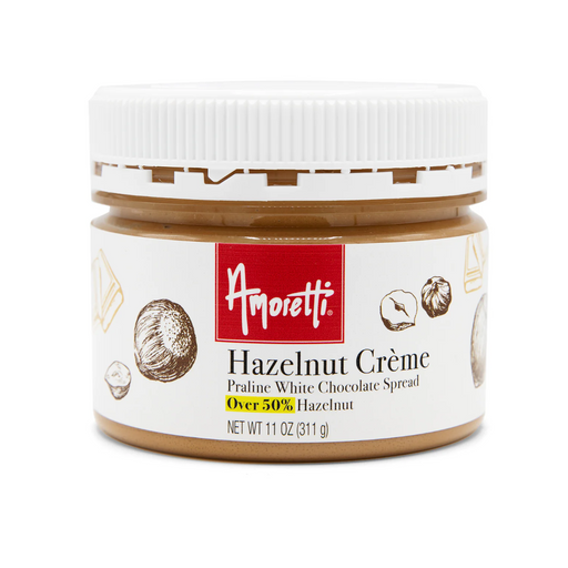 Smooth and creamy Amoretti Roasted Hazelnut Cream perfect for cake decorators, chocolate fillings, and gourmet desserts