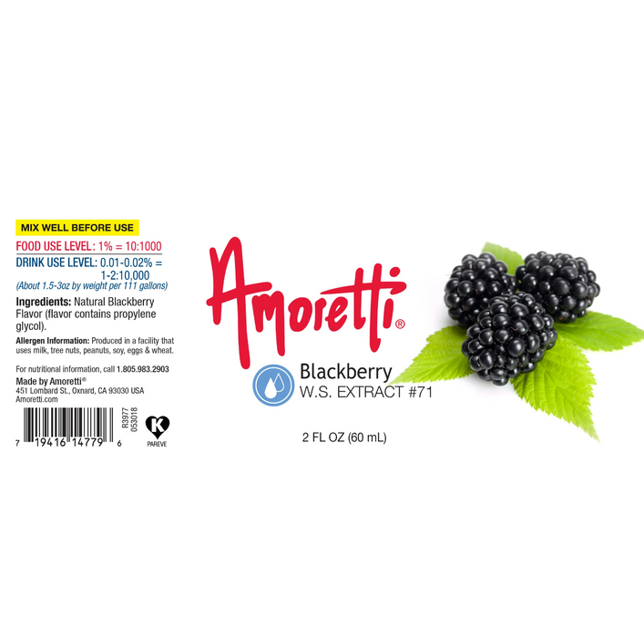 Natural blackberry extract for creating premium blackberry ice cream, gelato, sorbet, milkshakes, smoothies, and frozen desserts by Amoretti.