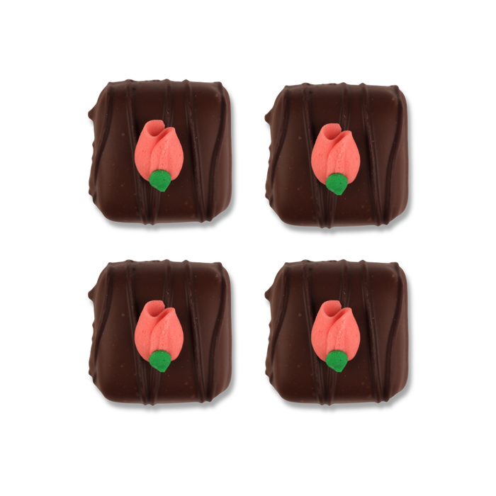 Caljava Pink rosebud royal icing toppers for chocolate covered strawberries and sweets