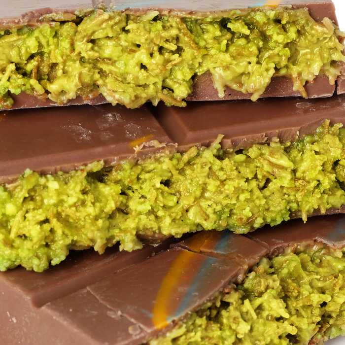 Dubai chocolate filling made with pistachio cream and kunafa for pastries and confections