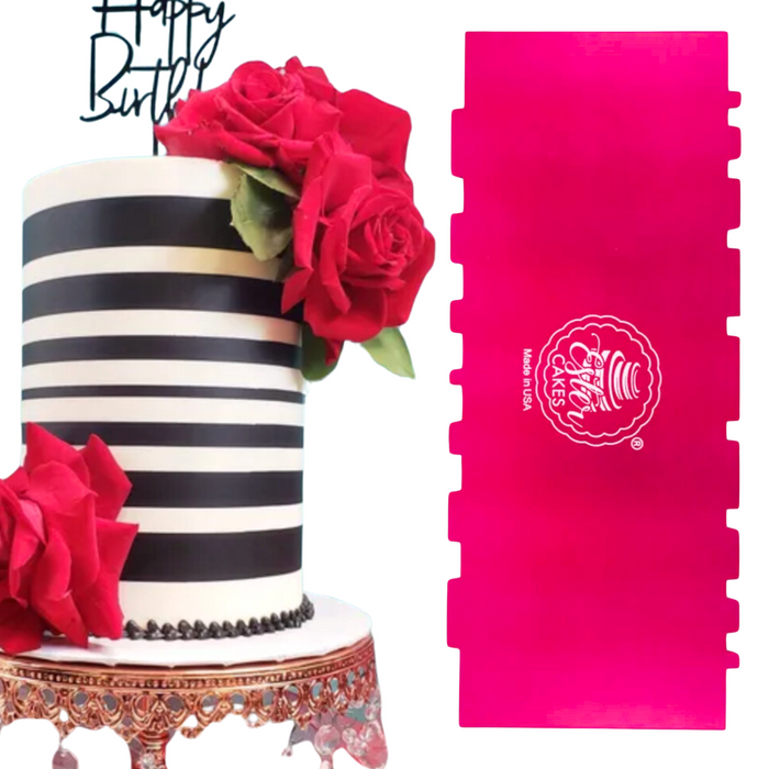 Discover our durable stripe cake icing comb scraper, perfect for cake decorating. Create smooth, textured, and patterned finishes on buttercream, fondant, and frosting. Ideal for bakers of all skill levels! Caljava