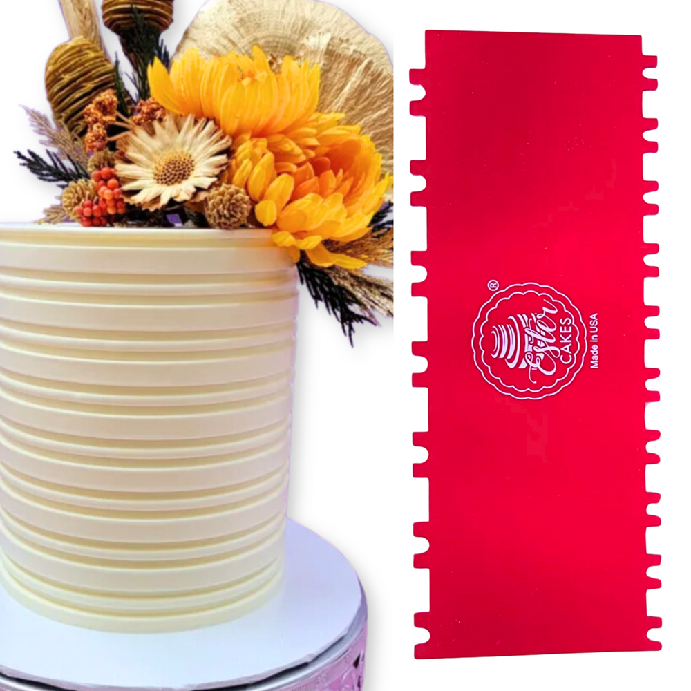Discover our durable stripe cake icing comb scraper, perfect for cake decorating. Create smooth, textured, and patterned finishes on buttercream, fondant, and frosting. Ideal for bakers of all skill levels! Caljava