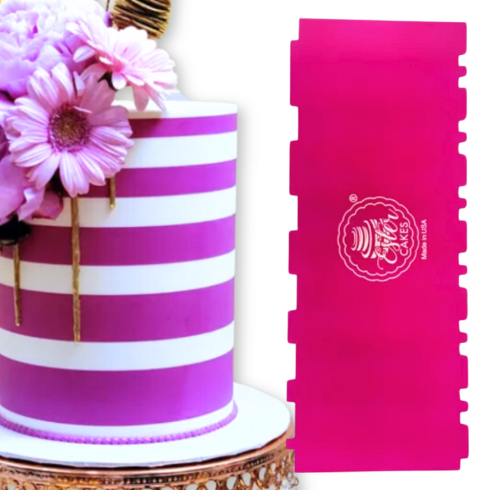 Discover our durable stripe cake icing comb scraper, perfect for cake decorating. Create smooth, textured, and patterned finishes on buttercream, fondant, and frosting. Ideal for bakers of all skill levels! Caljava