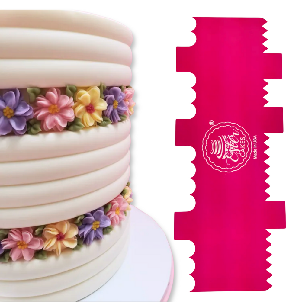 Discover our durable stripe cake icing comb scraper, perfect for cake decorating. Create smooth, textured, and patterned finishes on buttercream, fondant, and frosting. Ideal for bakers of all skill levels! Caljava
