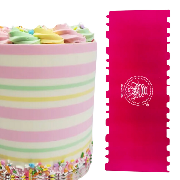 Discover our durable stripe cake icing comb scraper, perfect for cake decorating. Create smooth, textured, and patterned finishes on buttercream, fondant, and frosting. Ideal for bakers of all skill levels! Caljava