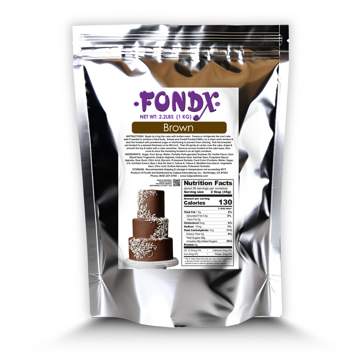 Premium quality 2kg Brown FondX rolled fondant for cake artists and bakers making wedding cakes and birthday cakes